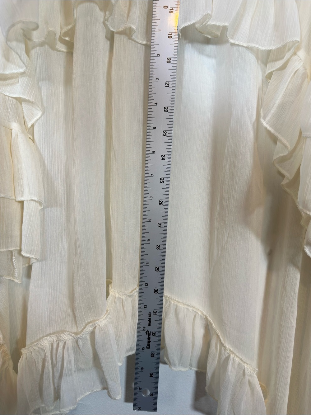 Angelcore Top Ethereal Edwardian Long Sleeve One Size Cream Tie Neck Ruffle - Picture 5 of 7